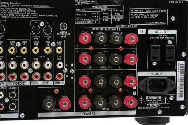 Alt view image 13 of 16 - SONY STR-DG1000 7.1-Channel Home Theater A/V Receiver