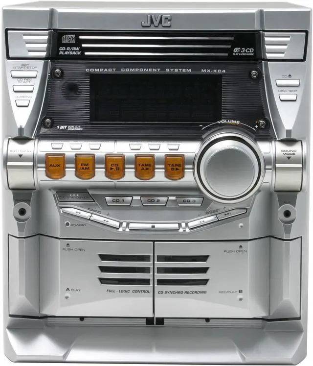 Alt view image 2 of 8 - JVC CD/Cassette/MP3/Radio 3-CD Carousel Changer Mini Audio System MX-KC4