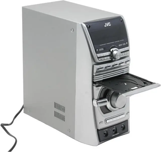 Alt view image 2 of 8 - JVC DVD/CD/Cassette/MP3 5-DVD Tray Changer Mini Video System HX-D7