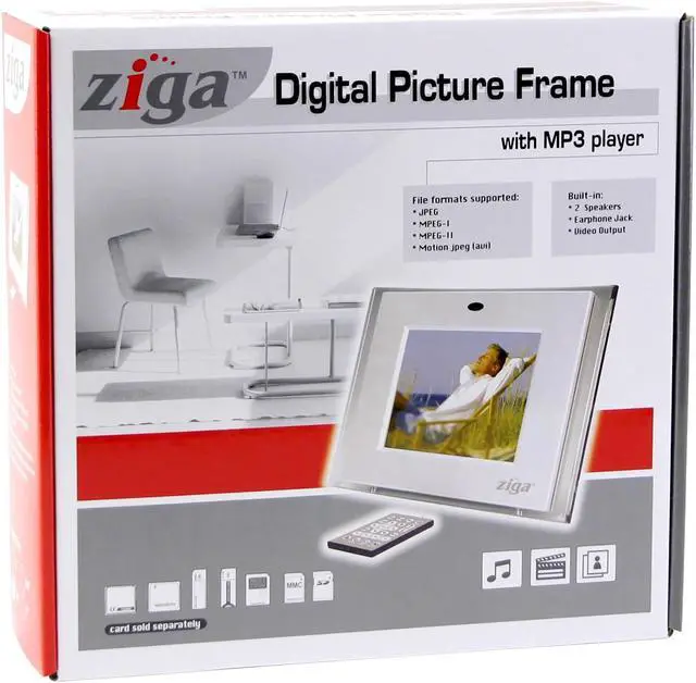 Alt view image 10 of 10 - Ziga CRDMP-Z 5.6" Digital Frame W/ 5.6" LCD & Built-in MP3 Player