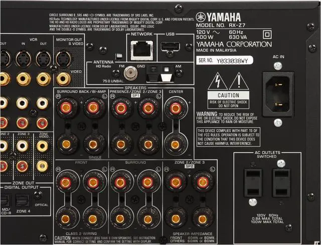 Alt view image 9 of 13 - YAMAHA RX-Z7BL 7.1-Channel Digital Home Theater Receiver
