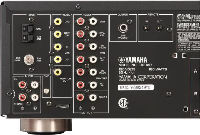 Alt view image 9 of 15 - YAMAHA RX-497 Stereo Natural Sound AM/FM Stereo Receiver