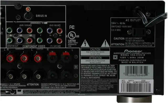 Alt view image 8 of 12 - Pioneer VSX-918V-K 5.1-Channel A/V Receiver