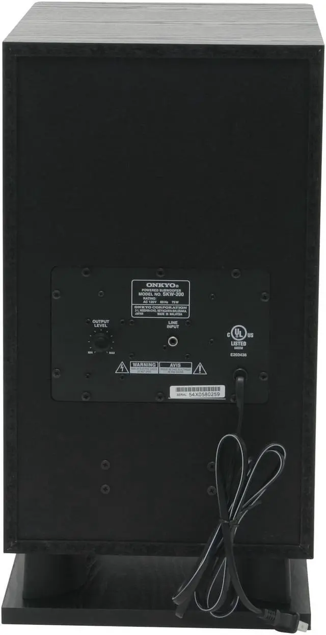 Alt view image 5 of 8 - ONKYO SKW200 150W Black Subwoofer