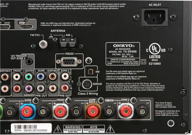 Alt view image 10 of 15 - ONKYO TXSR806 7.1-Channel THX Ultra 2 Plus Certified Black Home Theater Receiver