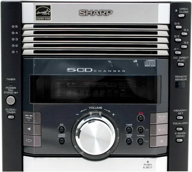 Alt view image 4 of 10 - SHARP CD/Radio 5-Disc Changer Shelf System XL-HP515