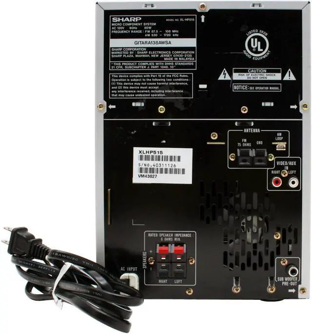 Alt view image 5 of 10 - SHARP CD/Radio 5-Disc Changer Shelf System XL-HP515