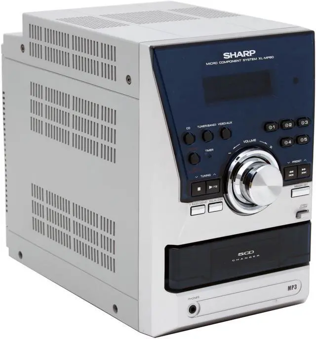 Alt view image 5 of 13 - SHARP CD/Radio 5-Disc Changer Shelf System XL-MP60