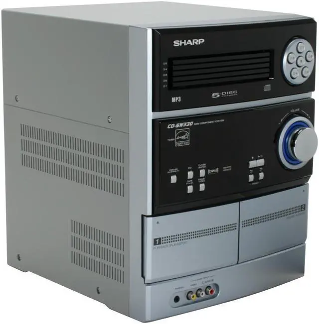 Alt view image 3 of 17 - SHARP CD/Cassette/MP3/Radio 5-Disc Changer Mini Audio System CD-SW330