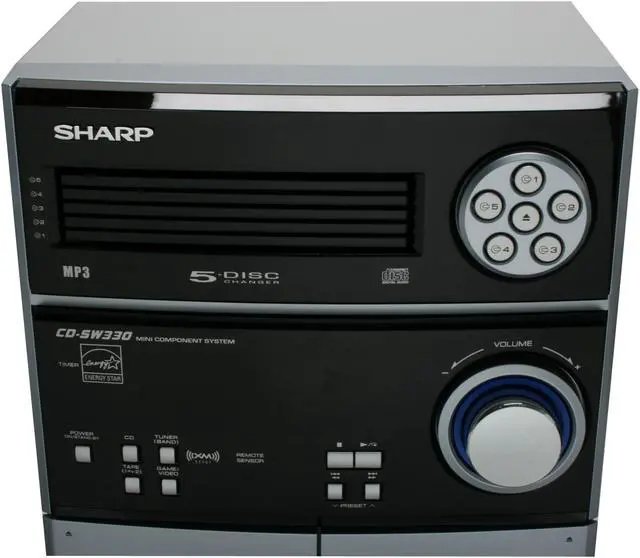 Alt view image 6 of 17 - SHARP CD/Cassette/MP3/Radio 5-Disc Changer Mini Audio System CD-SW330