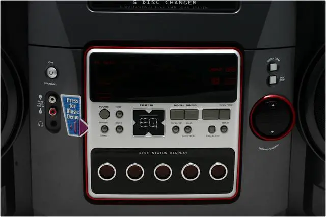 Alt view image 3 of 6 - RCA CD/MP3/Radio 5-Disc Changer Shelf System RS2652