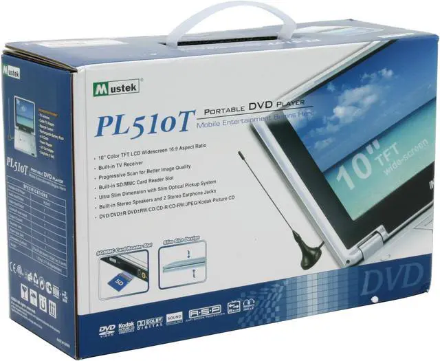Alt view image 10 of 10 - Mustek PL510T Portable DVD Player w/ 10" 16:9 LCD & TV Tuner