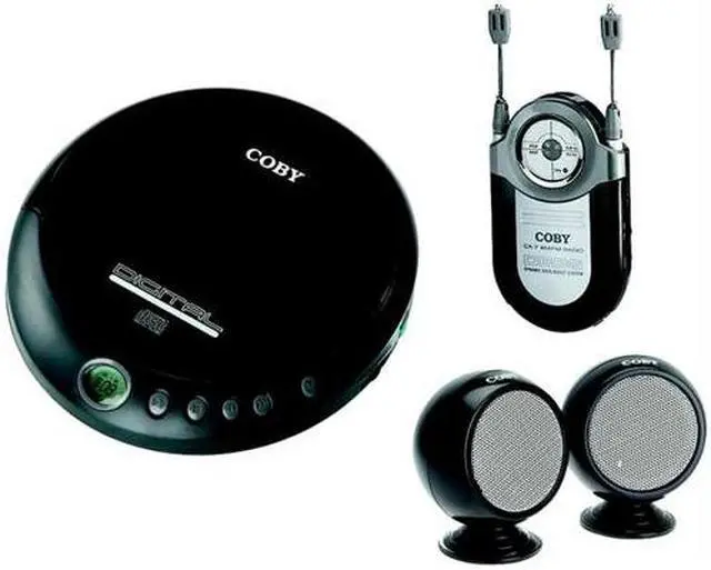 Main image of Coby CX-CD2234 Personal CD Player with Pocket AM/FM Radio and Stereo Speaker System (Black)