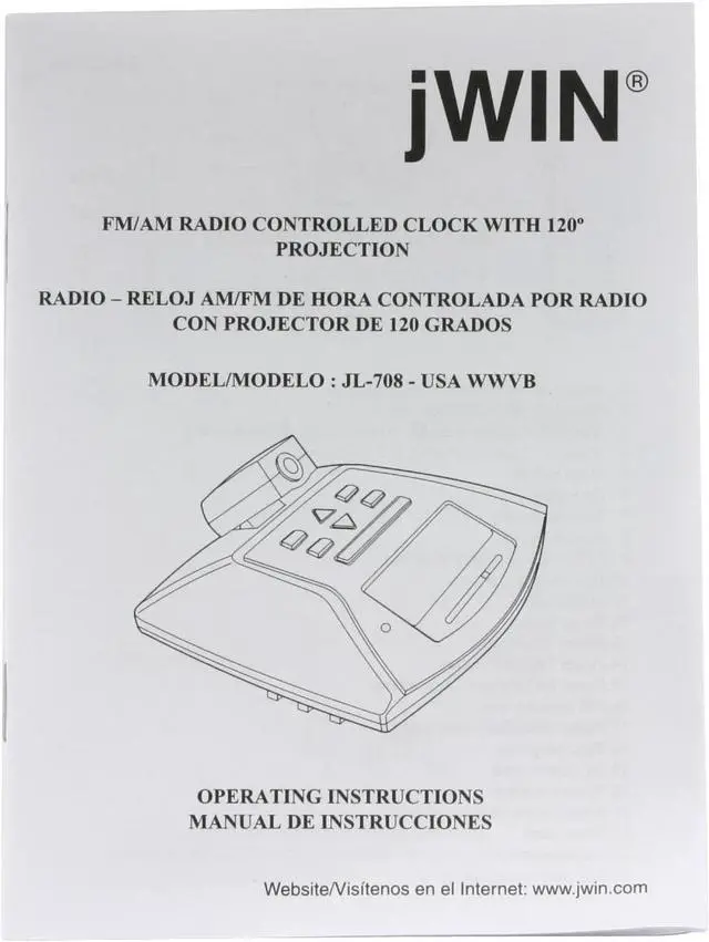 Alt view image 11 of 12 - jWIN JL-708 Self Setting Atomic Alarm Projection Clock w/ Blue Backlight LCD