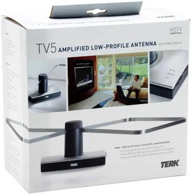 Alt view image 6 of 6 - TERK TV5 Low-Profile Amplified Indoor Antenna With Video Switch
