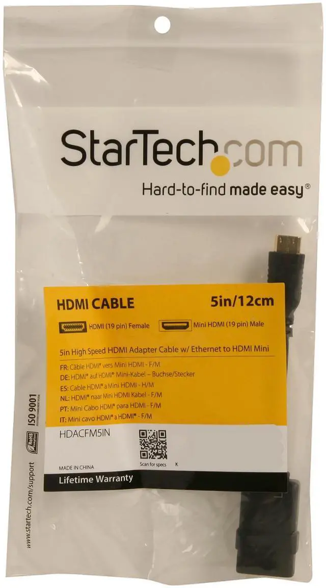 Alt view image 4 of 4 - StarTech.com HDACFM5IN 5 in. Black Connector A: 1 - HDMI (19 pin) Female
Connector B: 1 - Mini HDMI (19 pin) Male 5in High Speed HDMI Cable - HDMI to HDMI Mini- F/M