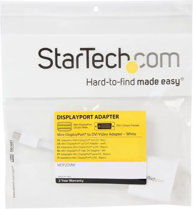 Alt view image 3 of 3 - StarTech.com MDP2DVIW Mini DisplayPort to DVI Video Adapter Converter - White