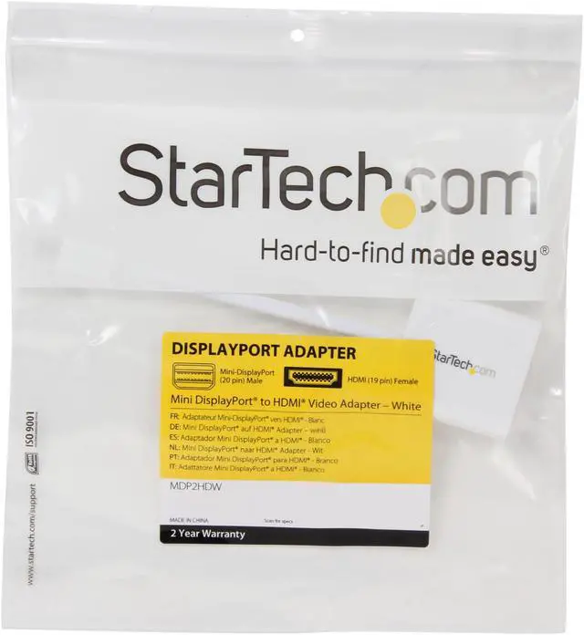 Alt view image 3 of 3 - StarTech.com MDP2HDW Mini DisplayPort to HDMI Video Adapter Converter 1920x1200 - White Mini DP to HDMI Adapter M/F