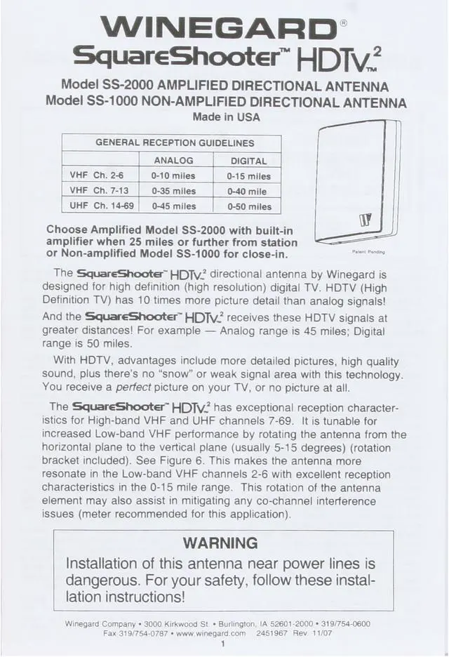 Alt view image 7 of 8 - Winegard SS-2000 16" SquareShooter UHF Antenna