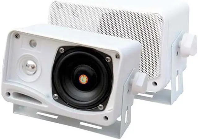 Alt view image 2 of 2 - Pyle 3.5" 200 Watt 3-Way Weather Proof Mini Box Speaker System (White)