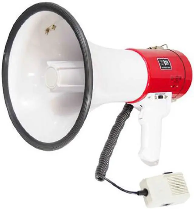 Main image of PYLE PMP58U White / Red Professional Piezo Dynamic 50 Watts Megaphone With USB Function