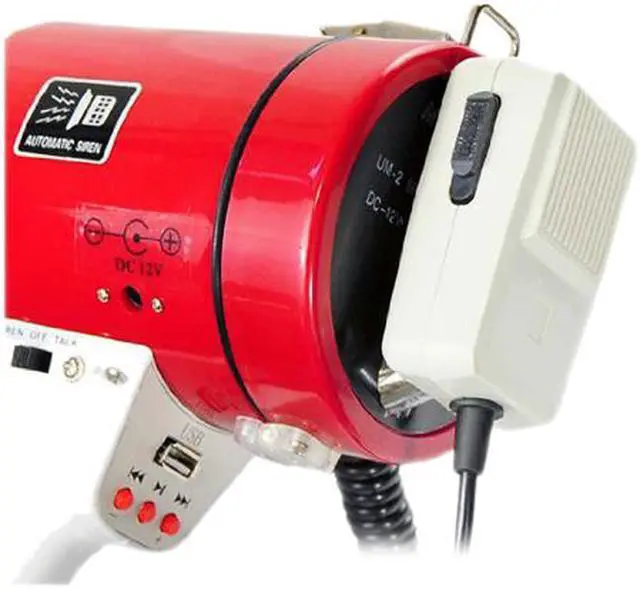 Alt view image 3 of 3 - PYLE PMP58U White / Red Professional Piezo Dynamic 50 Watts Megaphone With USB Function