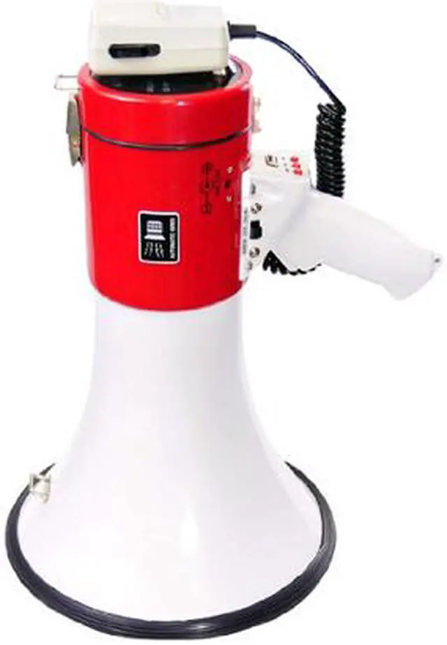 Alt view image 2 of 3 - PYLE PMP58U White / Red Professional Piezo Dynamic 50 Watts Megaphone With USB Function
