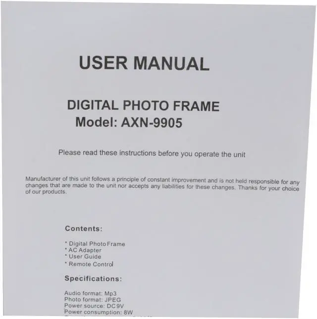 Alt view image 18 of 20 - axion AXN-9905 9" 640 x 220 TRUE DIGITAL Digital Frame w/ Clock, Calendar and MP3 Playback