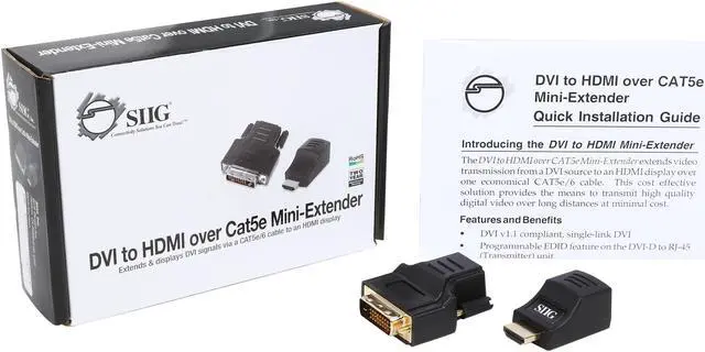 Alt view image 5 of 5 - SIIG CE-D20012-S1 DVI to HDMI over CAT5e Mini-Extender
