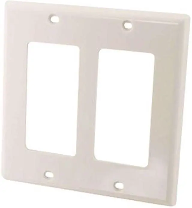 Main image of C2G 03728 Decorative Two Cutout Double Gang Wall Plate, White