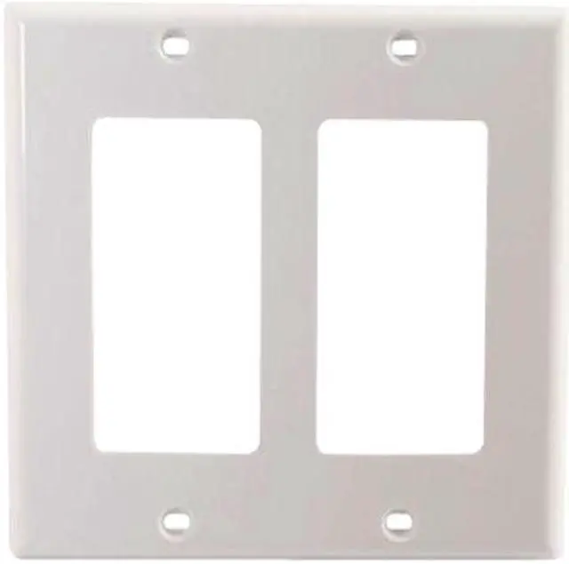 Alt view image 2 of 4 - C2G 03728 Decorative Two Cutout Double Gang Wall Plate, White
