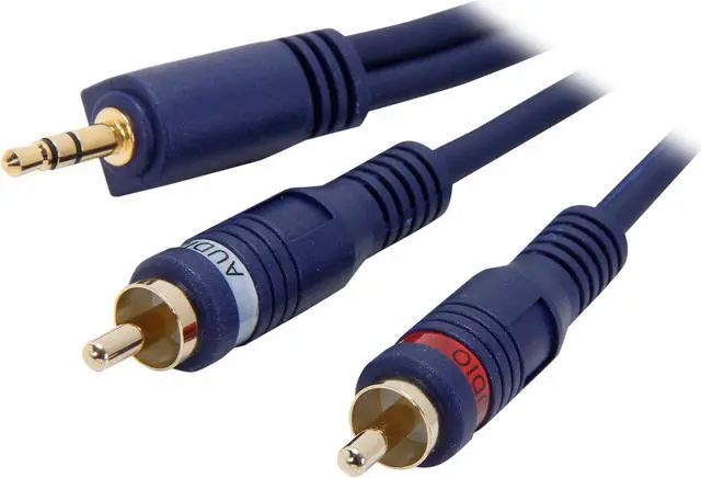 Main image of C2G 40614 Velocity One 3.5mm Stereo Male to Two RCA Stereo Male Y-Cable, Blue (6 Feet, 1.82 Meters)