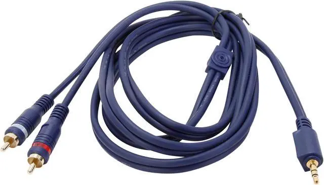 Alt view image 2 of 3 - C2G 40614 Velocity One 3.5mm Stereo Male to Two RCA Stereo Male Y-Cable, Blue (6 Feet, 1.82 Meters)