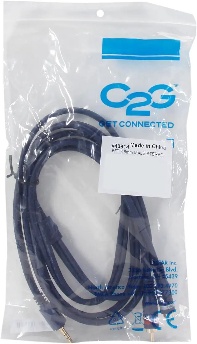 Alt view image 3 of 3 - C2G 40614 Velocity One 3.5mm Stereo Male to Two RCA Stereo Male Y-Cable, Blue (6 Feet, 1.82 Meters)