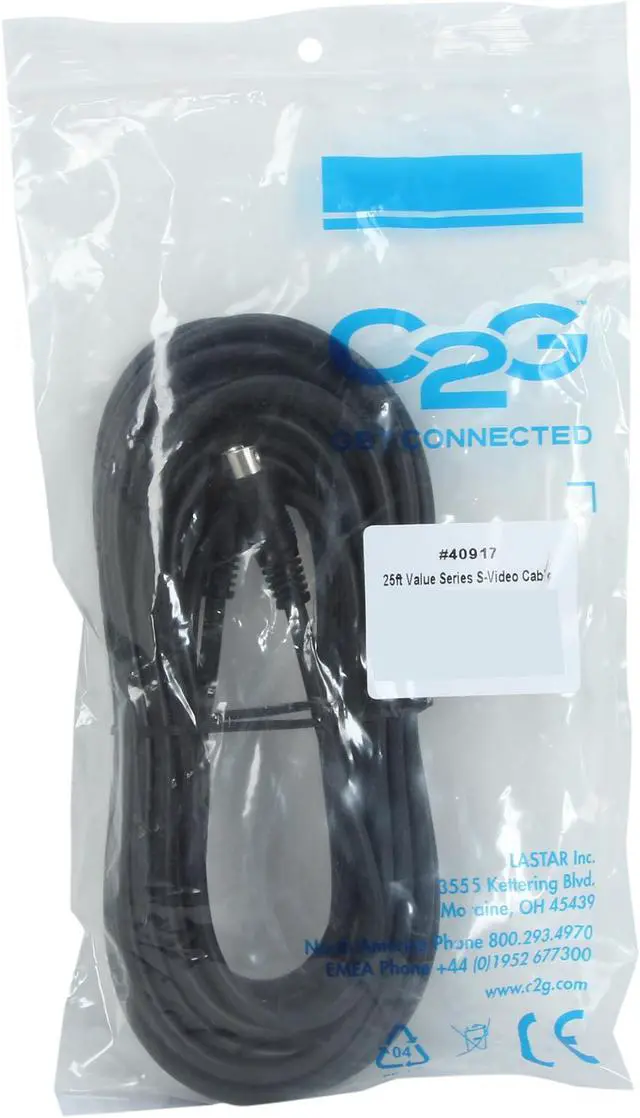 Alt view image 3 of 3 - C2G 40917 Value Series S-Video Cable, Black (25 Feet, 7.62 Meters)