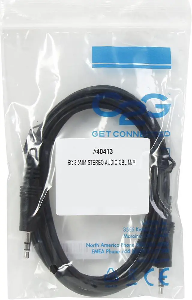 Alt view image 3 of 3 - C2G 40413 3.5mm M/M Stereo Audio Cable, Aux Cable, Black (6 Feet, 1.82 Meters)