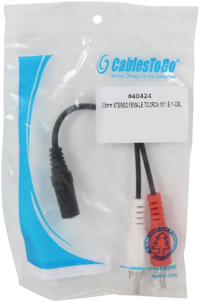 Alt view image 3 of 3 - C2G 40424 Value Series One 3.5mm Stereo Female to Two RCA Stereo Male Y-Cable, Black (6 Inch)