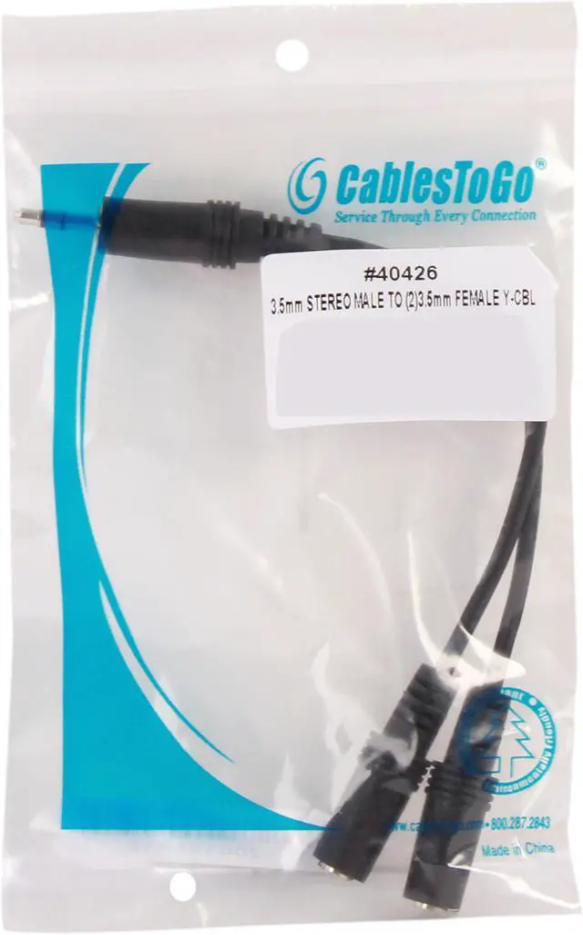 Alt view image 3 of 3 - C2G 40426 Value Series One 3.5mm Stereo Male to Two 3.5mm Stereo Female Y-Cable (6 Inches)