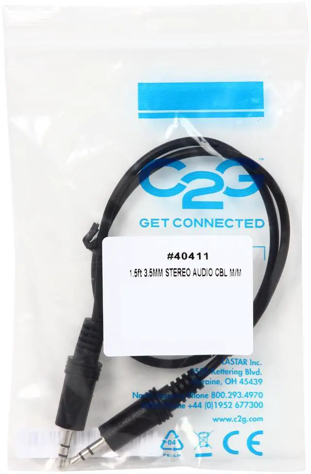 Alt view image 3 of 3 - C2G 40411 1.5 ft. 3.5mm Stereo Audio Cable Male to Male