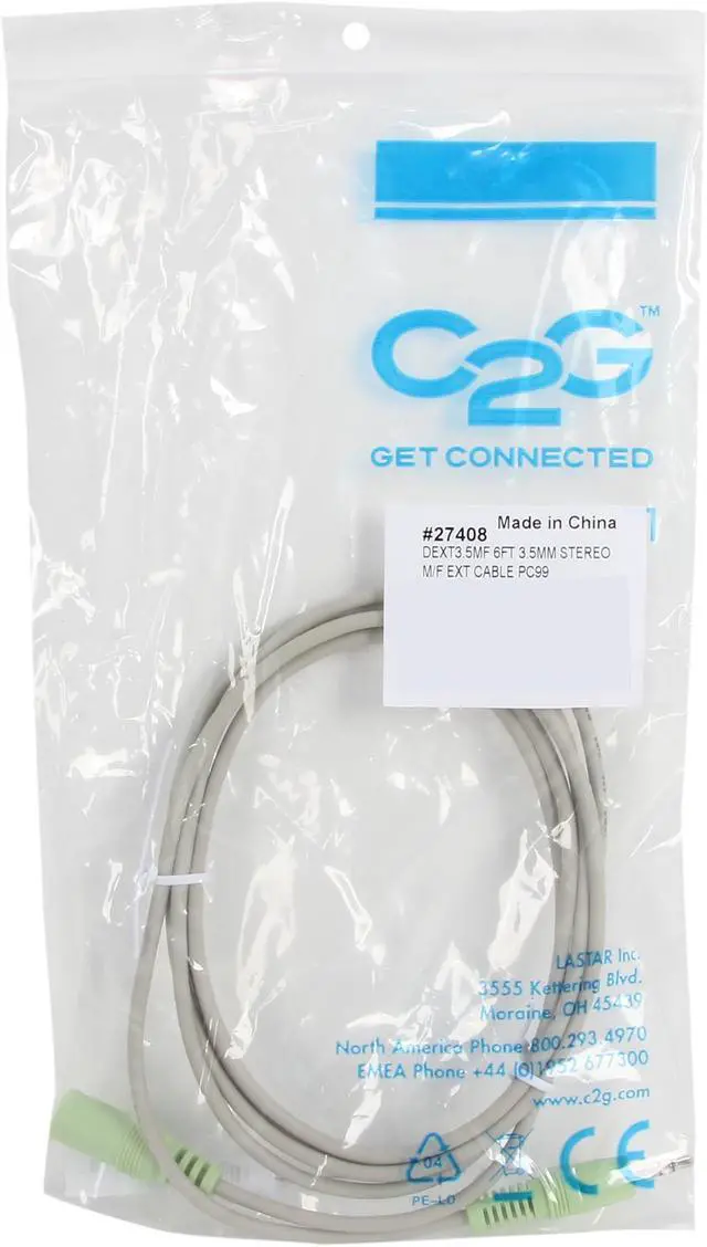 Alt view image 3 of 3 - C2G 27408 3.5mm M/F Stereo Audio Extension Cable (PC-99 Color-Coded) (6 Feet, 1.82 Meters)