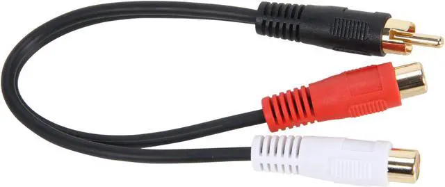 Alt view image 2 of 3 - C2G 03177 Value Series One RCA Mono Male to Two RCA Stereo Female Y-Cable, Black (6 Inches)