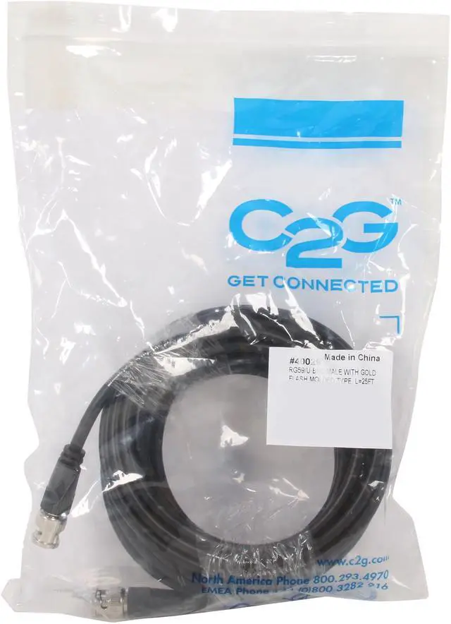 Alt view image 3 of 3 - C2G 40029 75 OHM BNC Cable, Black (25 Feet, 7.62 Meters)