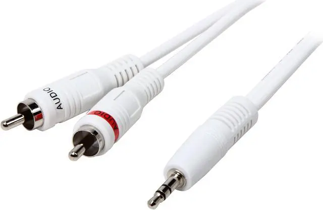 Main image of C2G 40370 One 3.5mm Stereo Male to Two RCA Stereo Male Audio Y-Cable, White (6 Feet, 1.82 Meters)