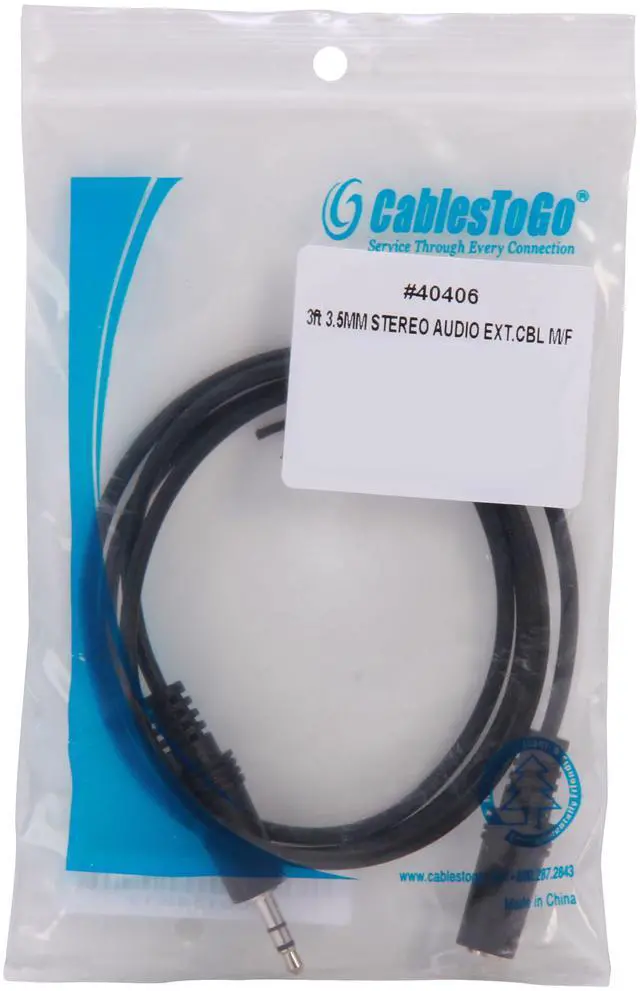 Alt view image 3 of 3 - C2G 40406 3.5mm M/F Stereo Audio Extension Cable, Black (3 feet, 0.91 Meters)