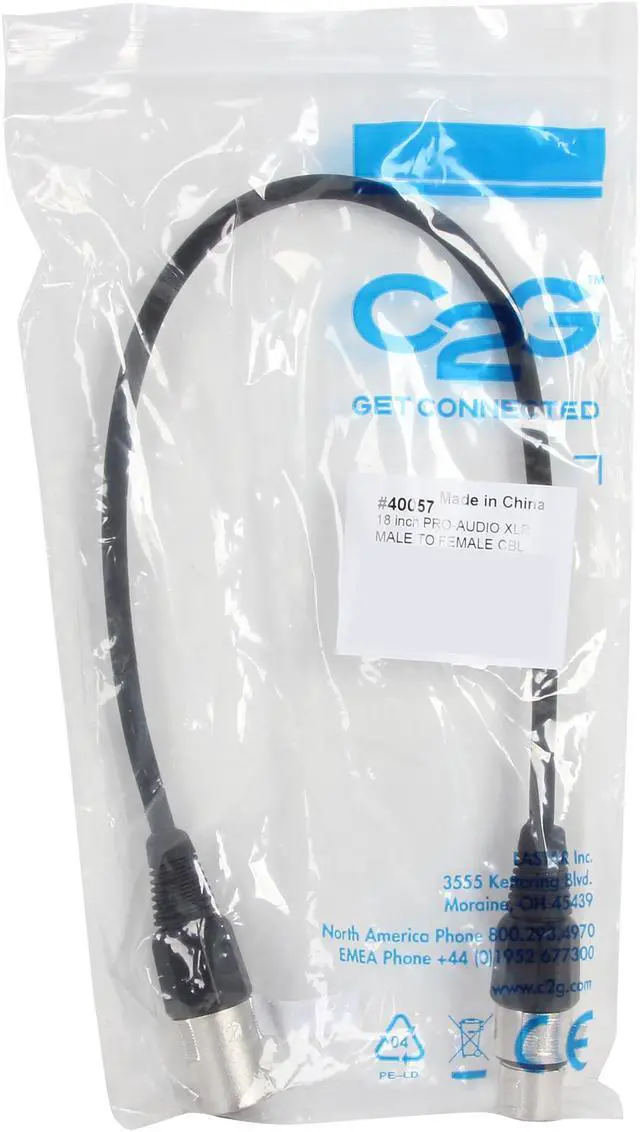 Alt view image 3 of 3 - C2G 40057 Pro-Audio XLR Male to XLR Female Cable, Black (1.5 Feet, 0.45 Meters)