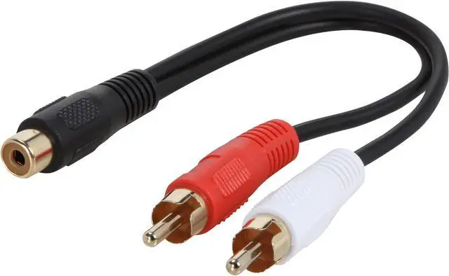 Main image of C2G 03181 Value Series One RCA Female to Two RCA Male Y-Cable, Black (6 Inches)