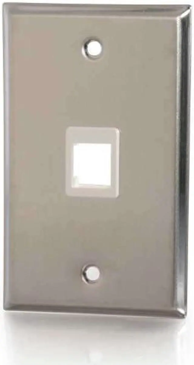 Main image of C2G 37093 1-Port Single Gang Multimedia Keystone Wall Plate - Stainless Steel (TAA Compliant)