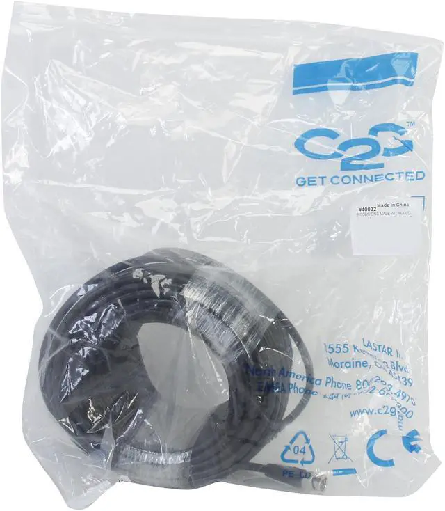 Alt view image 3 of 3 - C2G 40032 75 Ohm BNC Cable, Black (100 Feet, 30.48 Meters)