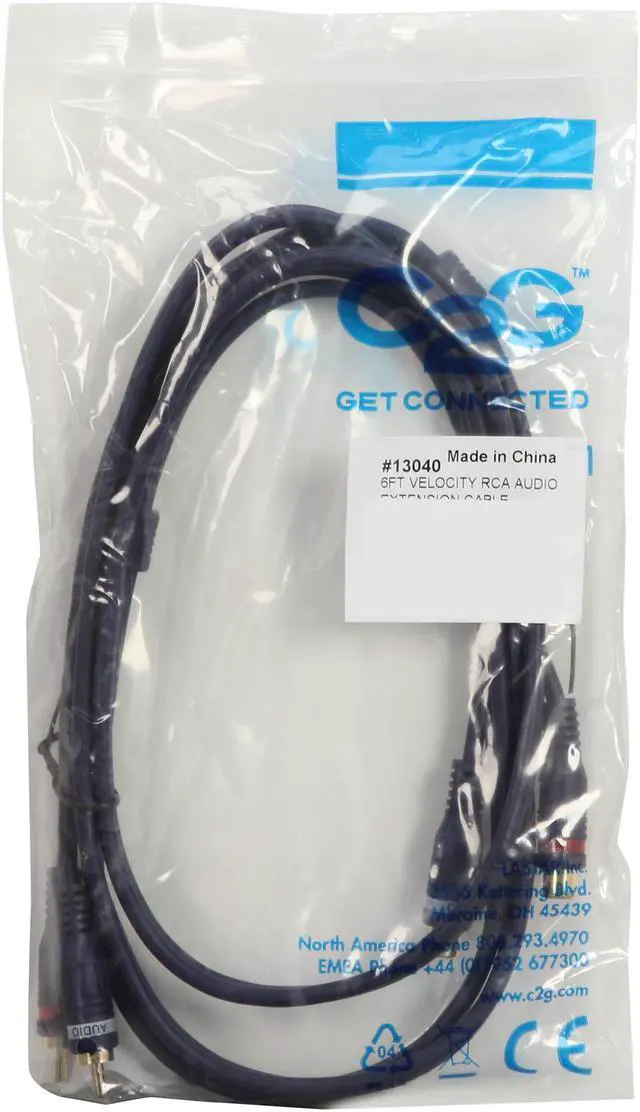 Alt view image 3 of 3 - C2G 13040 6 ft. Velocity RCA Stereo Audio Extension Cable Male to Female