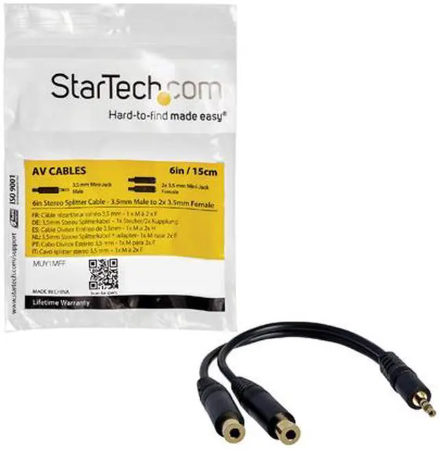 Alt view image 6 of 6 - StarTech.com MUY1MFF 6" Stereo Splitter Cable - 3.5mm Male to 2 x 3.5mm Female